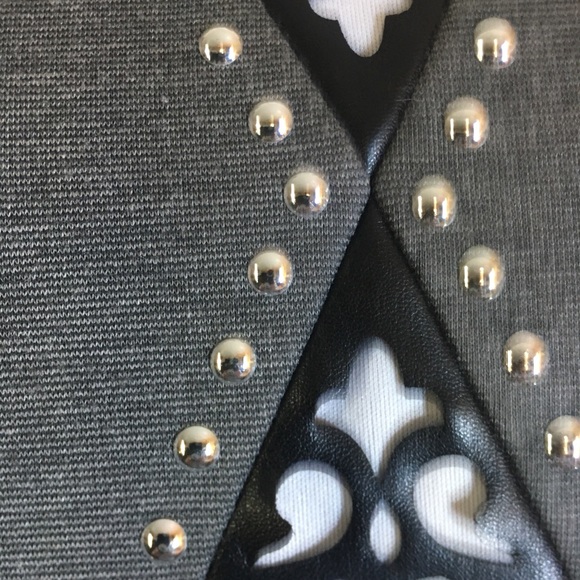 BCX Girl Dress Gray & Black Faux Leather Laser Cut - Picture 3 of 8